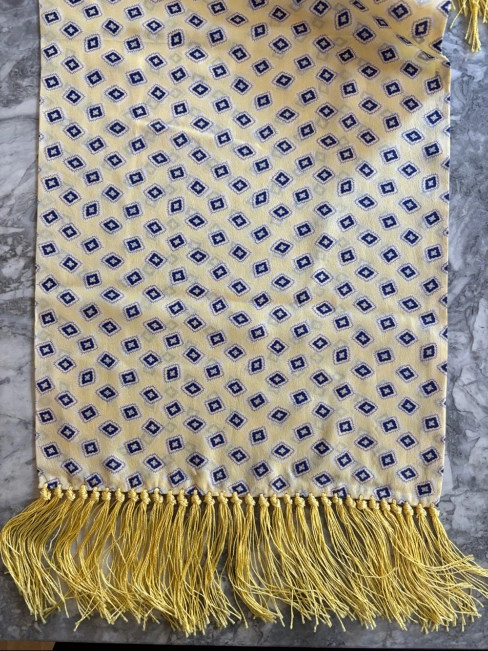 Vintage Polo Ralph Lauren Silk Printed Scarf in Yellow and Navy